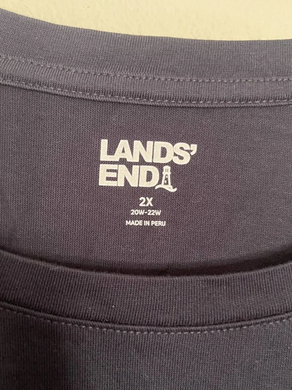 Lands' End T-Shirt Women's 2X Navy Blue Crew Neck Short Sleeve Basic Top T6
